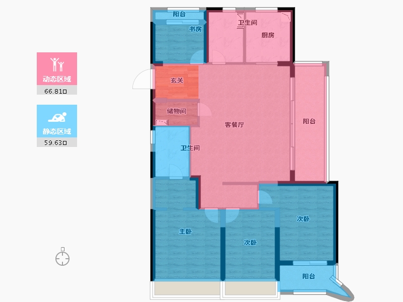 浙江省-温州市-世茂滨江乐虹湾-113.00-户型库-动静分区