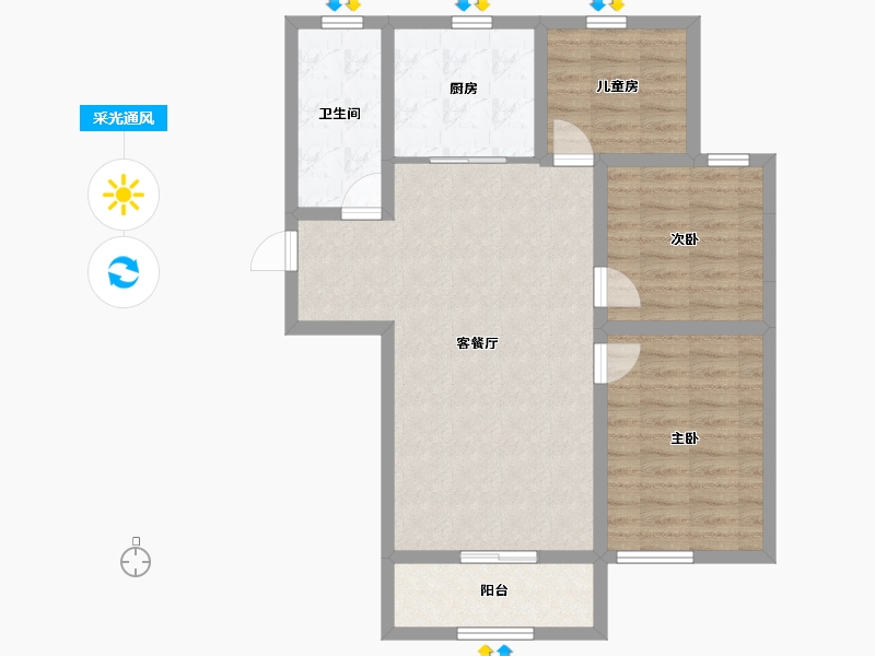 甘肃省-庆阳市-庆城风景园-82.35-户型库-采光通风