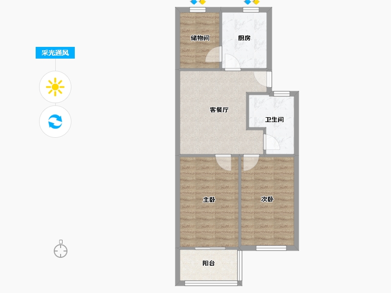 安徽省-合肥市-水安公司宿舍-63.33-户型库-采光通风