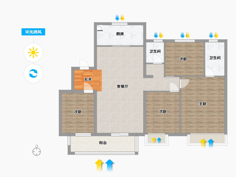 江苏省-扬州市-中海上东区-115.20-户型库-采光通风