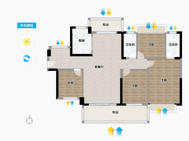 广东省-惠州市-金山湖花园-124.99-户型库-采光通风