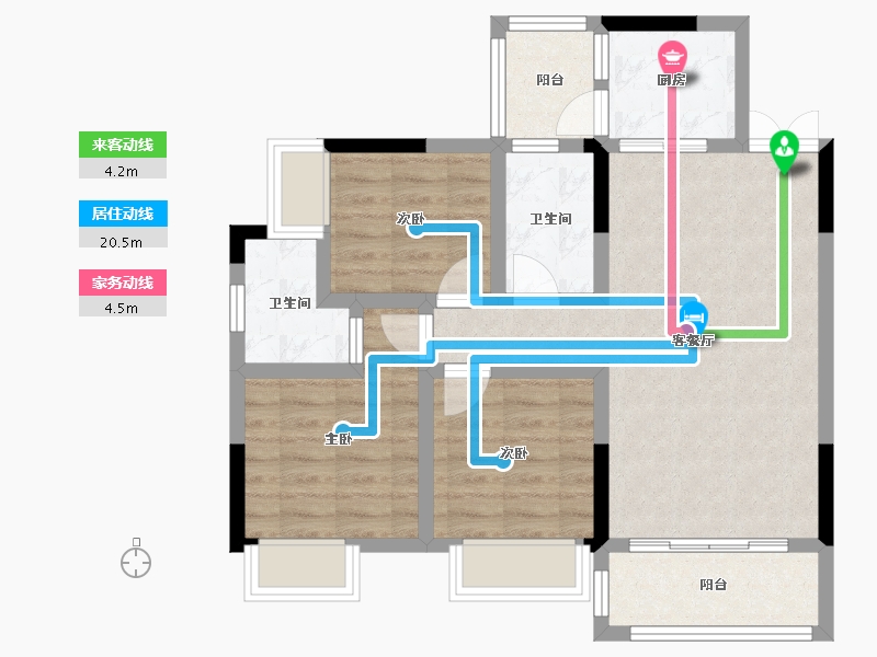 贵州省-遵义市-幸福时代・凤凰栖-71.54-户型库-动静线