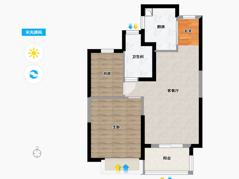 江苏省-扬州市-恒大桃源天境-64.00-户型库-采光通风