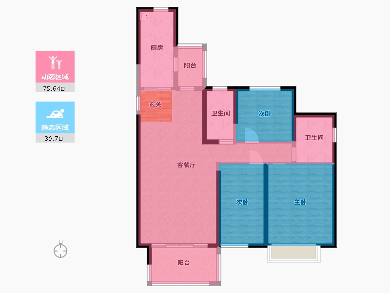 江苏省-扬州市-恒大桃源天境-103.20-户型库-动静分区