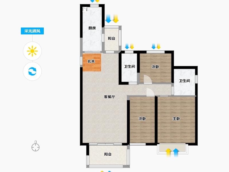 江苏省-扬州市-恒大桃源天境-103.20-户型库-采光通风