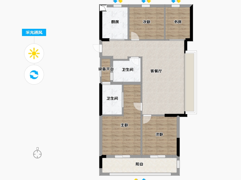 浙江省-杭州市-中粮瑞府-96.00-户型库-采光通风