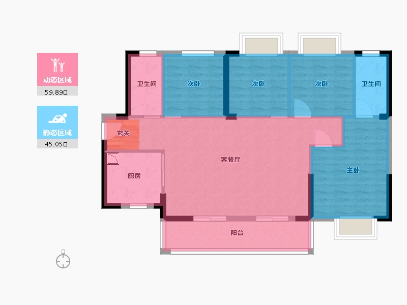 广东省-东莞市-天麟八号公馆-94.76-户型库-动静分区