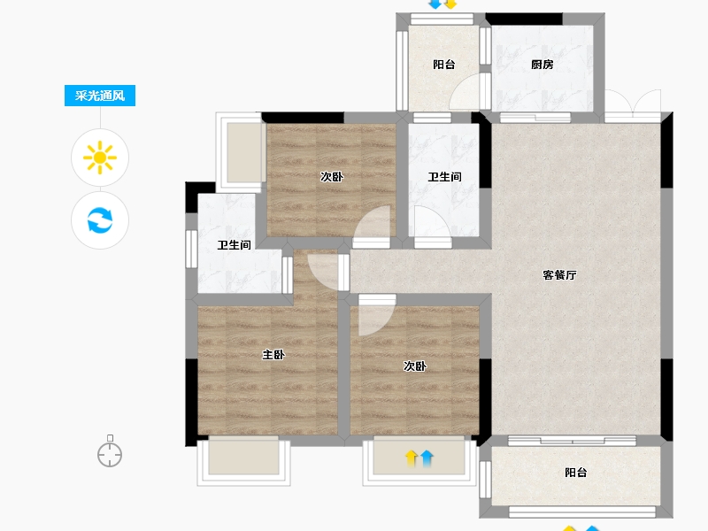 贵州省-遵义市-幸福时代・凤凰栖-71.54-户型库-采光通风