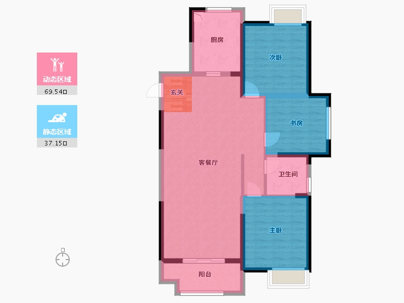 江苏省-扬州市-星地雅苑-96.18-户型库-动静分区