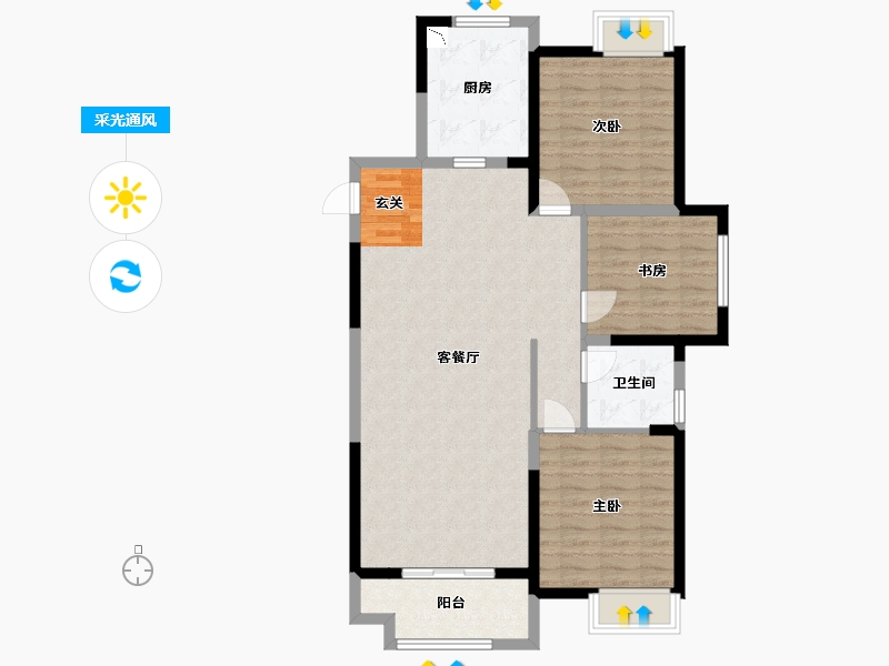 江苏省-扬州市-星地雅苑-96.18-户型库-采光通风