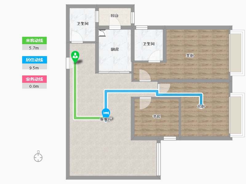 湖北省-荆州市-郢北小区-95.57-户型库-动静线