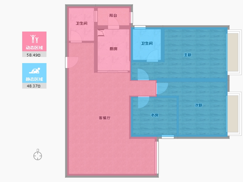 湖北省-荆州市-郢北小区-95.57-户型库-动静分区