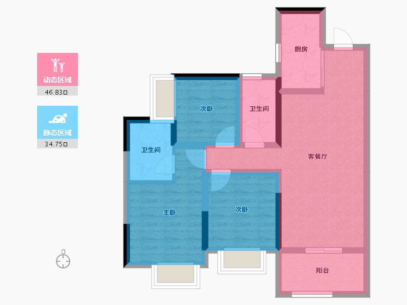 广东省-惠州市-珑悦锦云花园-71.30-户型库-动静分区