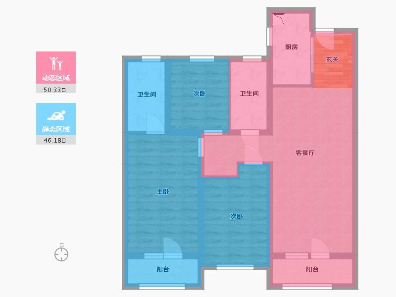 河北省-石家庄市-国仕花语-84.84-户型库-动静分区