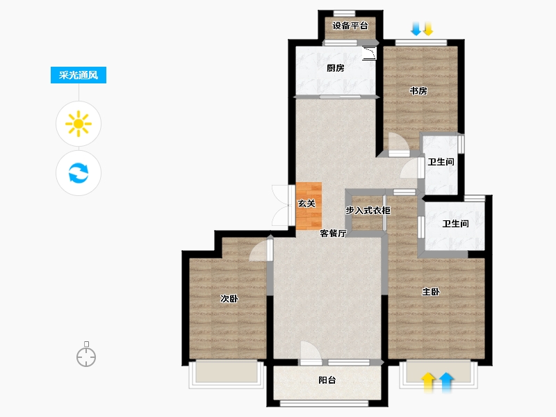 河北省-石家庄市-弘石湾・尚府-91.45-户型库-采光通风