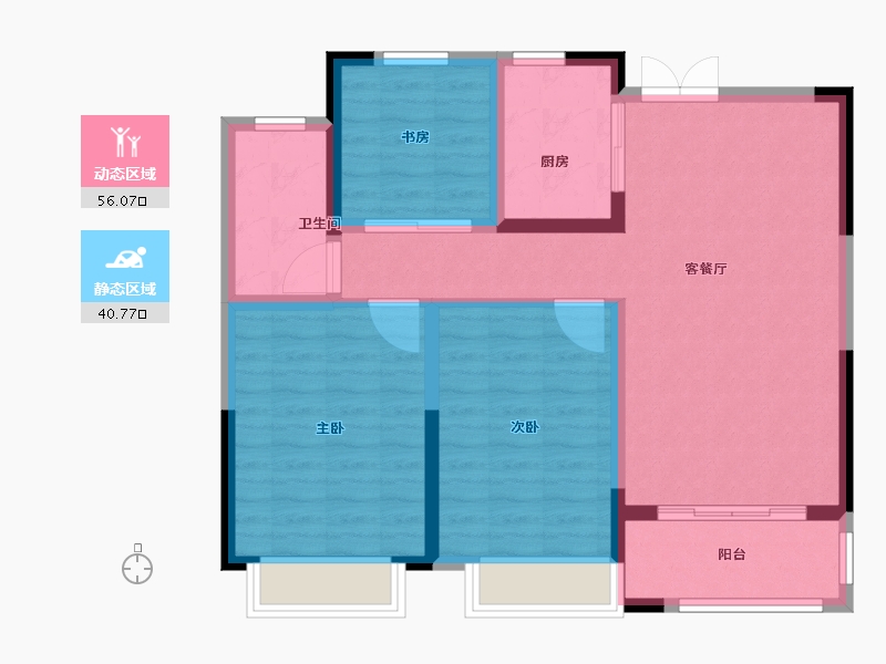 浙江省-嘉兴市-吴越学府-87.00-户型库-动静分区