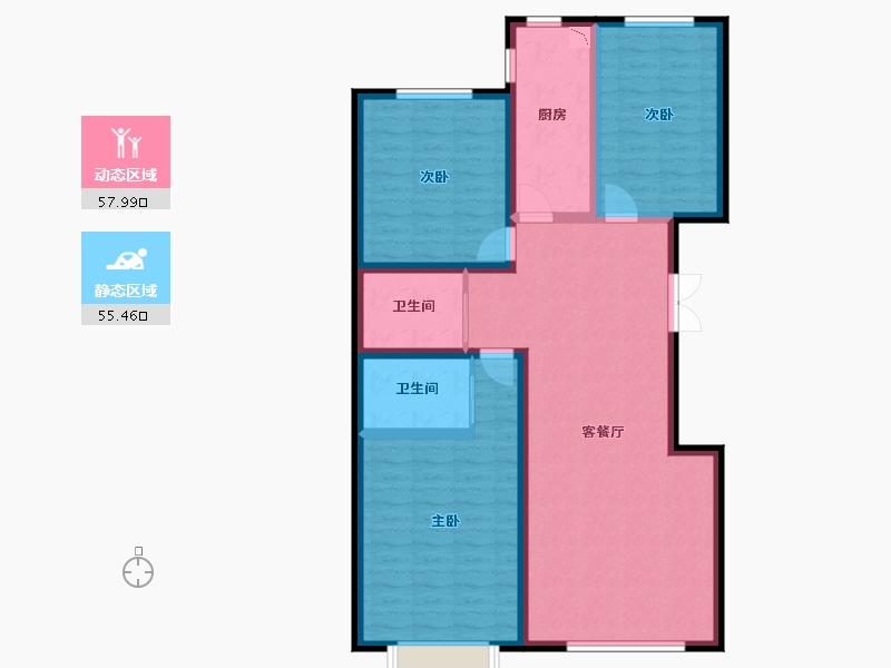 内蒙古自治区-包头市-东河区名仕花园-101.53-户型库-动静分区