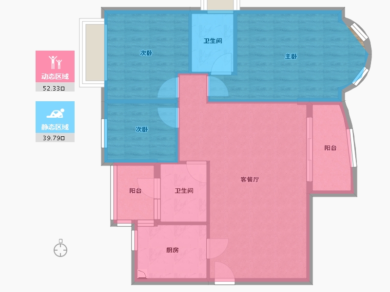 广东省-广州市-骏景花园-83.87-户型库-动静分区