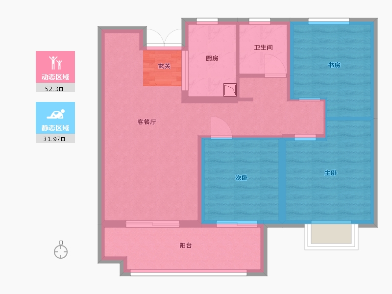 河北省-石家庄市-万科翡翠书院-75.01-户型库-动静分区