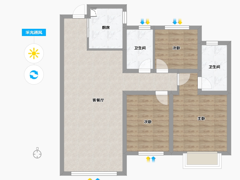 河北省-秦皇岛市-皓顺・琨御-80.80-户型库-采光通风