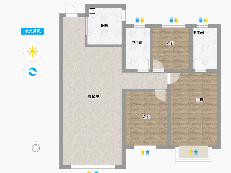 河北省-秦皇岛市-皓顺・琨御-84.19-户型库-采光通风