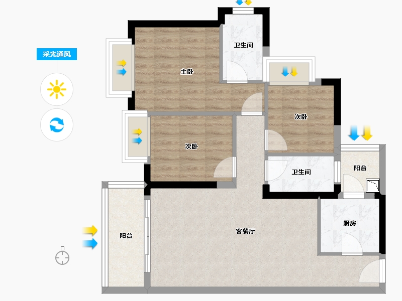 四川省-成都市-嘉裕第六洲-75.78-户型库-采光通风