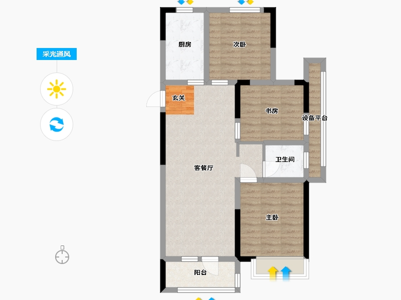 河北省-石家庄市-金科・集美郡-76.20-户型库-采光通风