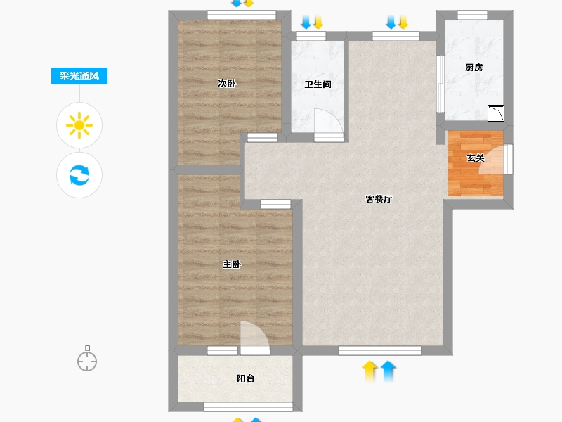 河北省-石家庄市-万德华府-66.88-户型库-采光通风