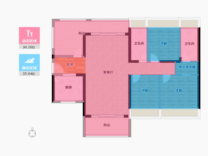 广东省-惠州市-陆丰龙光玖龙府-113.22-户型库-动静分区