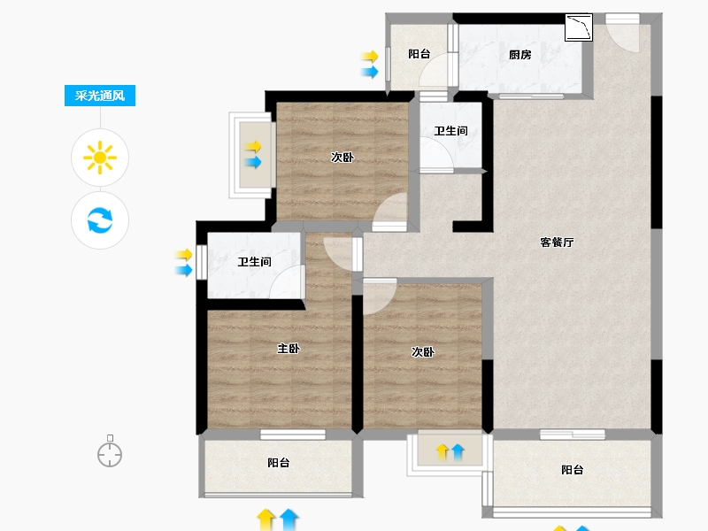 四川省-德阳市-御锦坊-88.16-户型库-采光通风