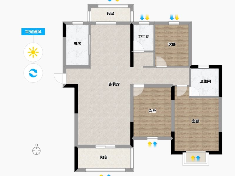 安徽省-蚌埠市-新威龙门悦府-98.05-户型库-采光通风