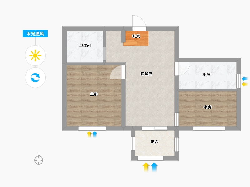 河北省-石家庄市-润江正定壹�院-51.99-户型库-采光通风