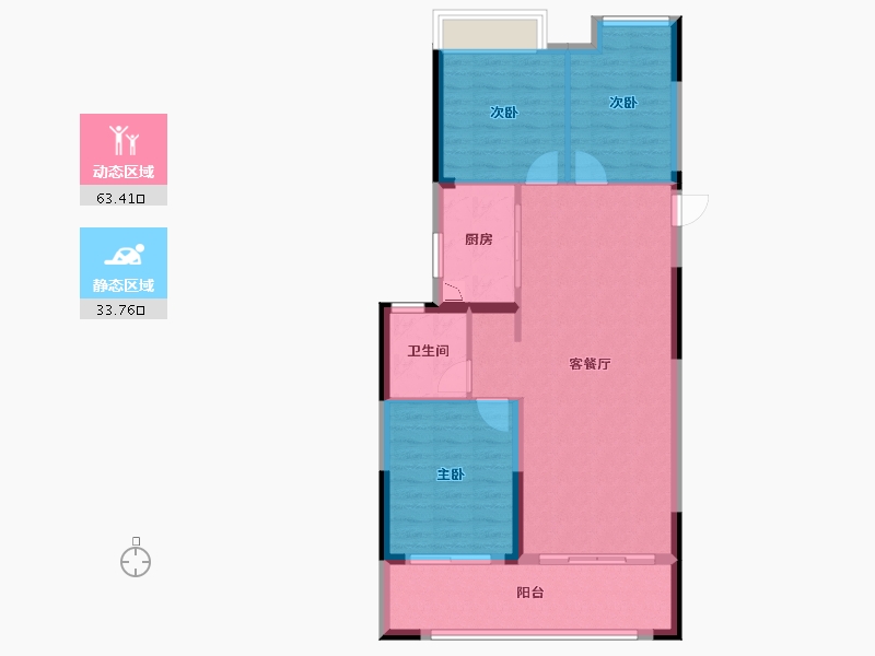 广西壮族自治区-桂林市-华夏麒麟・桂林公馆-88.36-户型库-动静分区