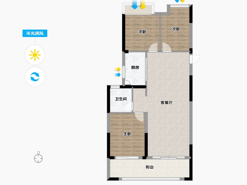 广西壮族自治区-桂林市-华夏麒麟・桂林公馆-88.36-户型库-采光通风