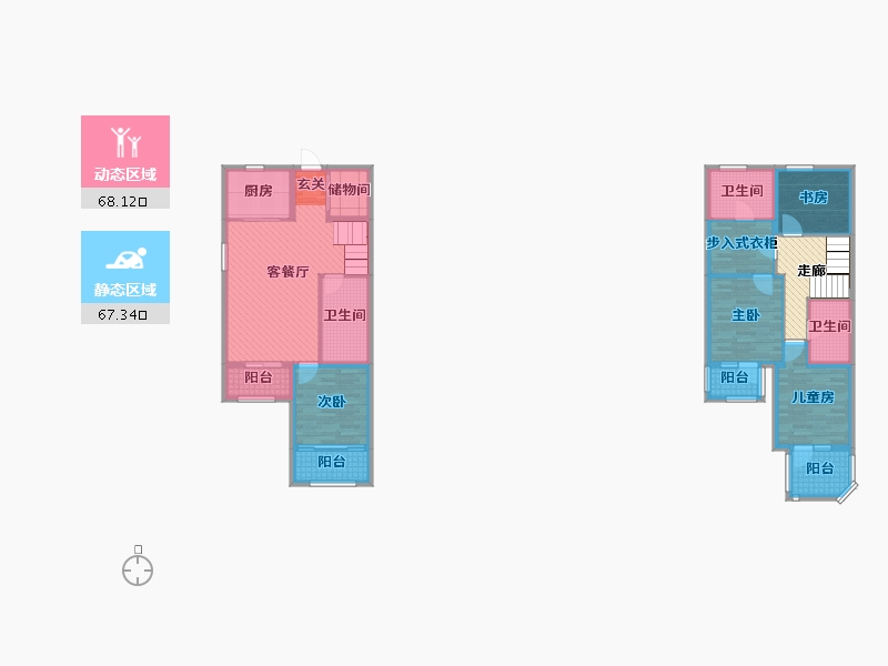 河北省-廊坊市-鸿坤凤凰城-127.07-户型库-动静分区