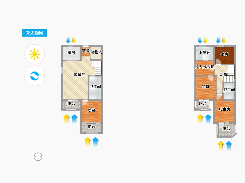 河北省-廊坊市-鸿坤凤凰城-127.07-户型库-采光通风