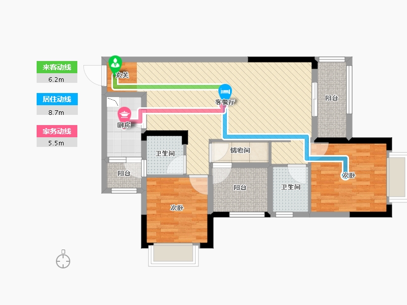 重庆-重庆市-春风与湖-三期-75.39-户型库-动静线