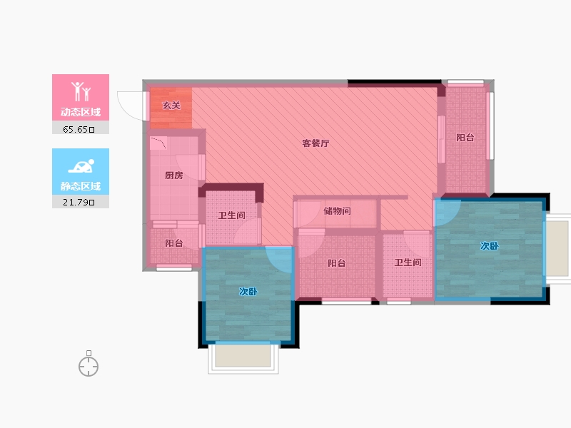 重庆-重庆市-春风与湖-三期-75.39-户型库-动静分区