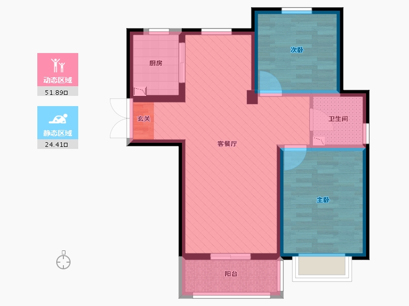 甘肃省-兰州市-兰驼杨家桥-66.37-户型库-动静分区