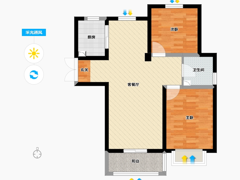 甘肃省-兰州市-兰驼杨家桥-66.37-户型库-采光通风