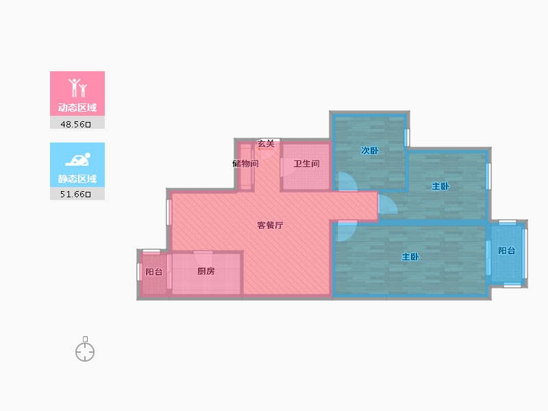 北京-北京市-三里河一区六号院-88.19-户型库-动静分区