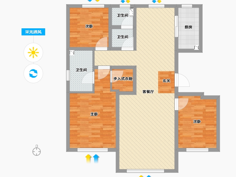 河北省-衡水市-御景江山-90.09-户型库-采光通风