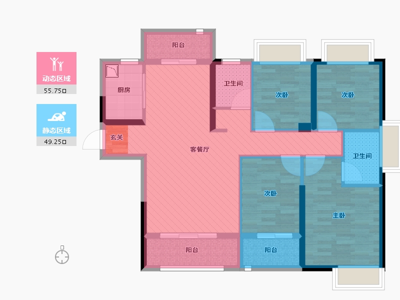 福建省-龙岩市-龙津大时代营销中心-91.39-户型库-动静分区