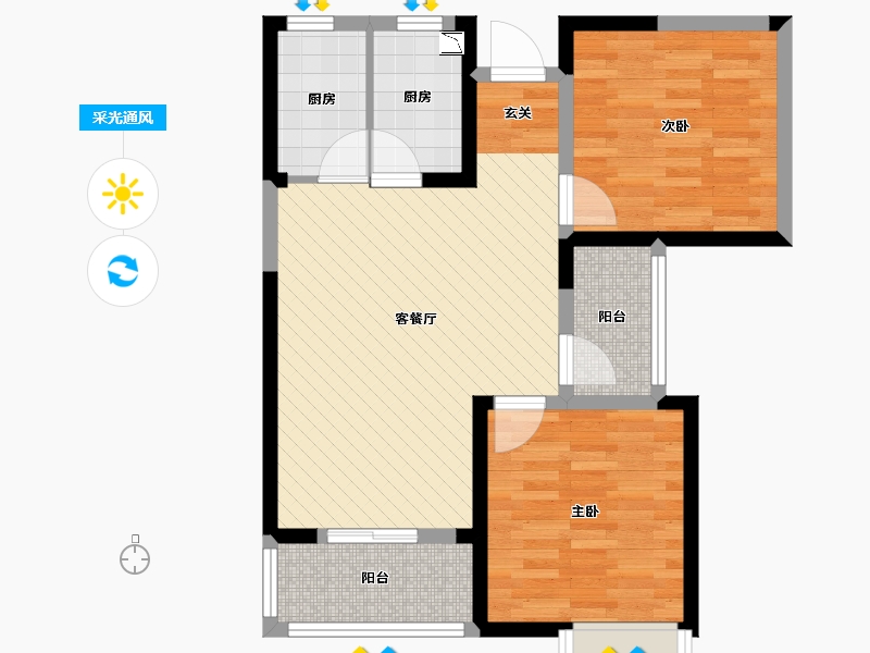 安徽省-合肥市-新慧御湖城-67.15-户型库-采光通风