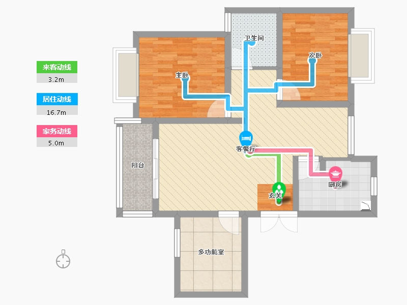 上海-上海市-新梅绿岛苑-73.68-户型库-动静线