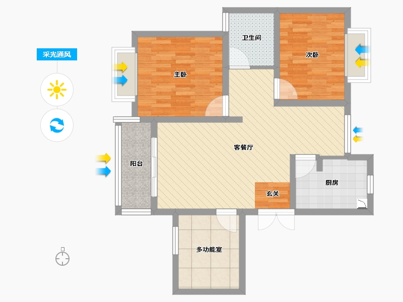 上海-上海市-新梅绿岛苑-73.68-户型库-采光通风