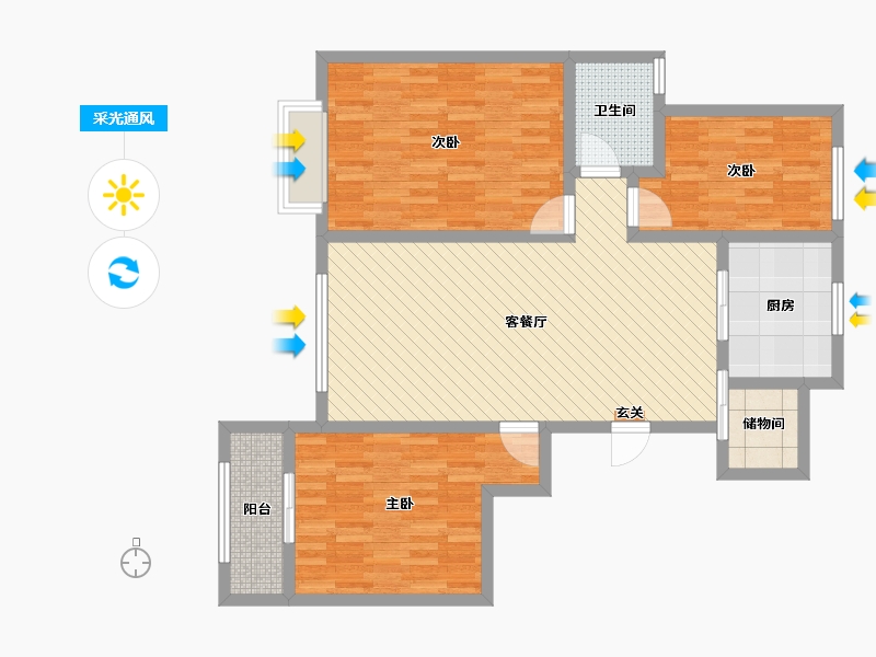 山东省-潍坊市-泰华城大益华府-98.40-户型库-采光通风