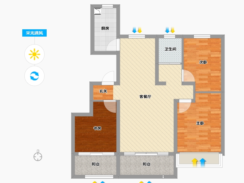 山东省-临沂市-慧谷小镇-77.64-户型库-采光通风