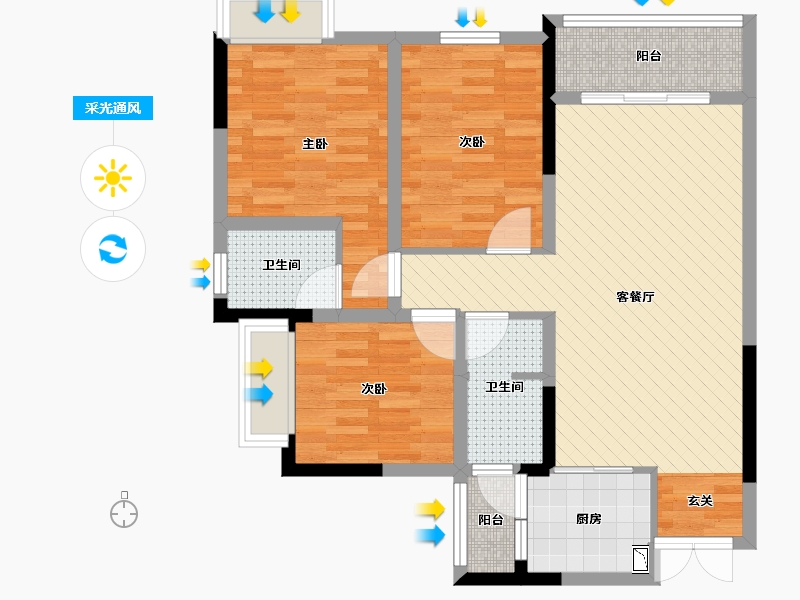 贵州省-遵义市-仁怀惠邦-81.58-户型库-采光通风