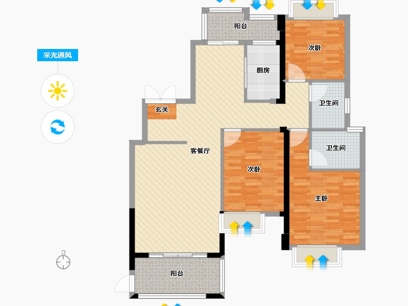 福建省-福州市-中联天城-104.76-户型库-采光通风